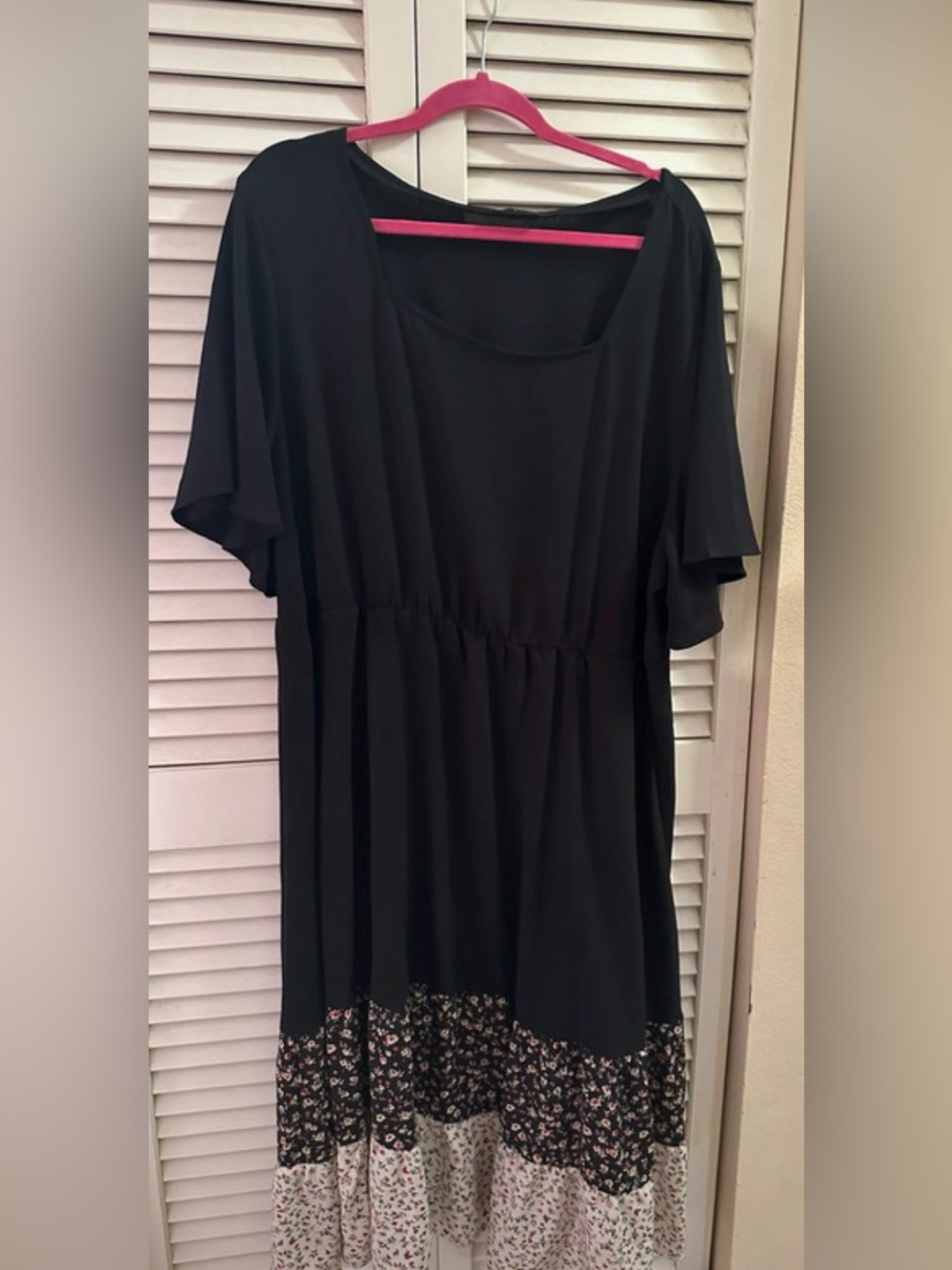BloomChic Black Dress with Floral Hem
